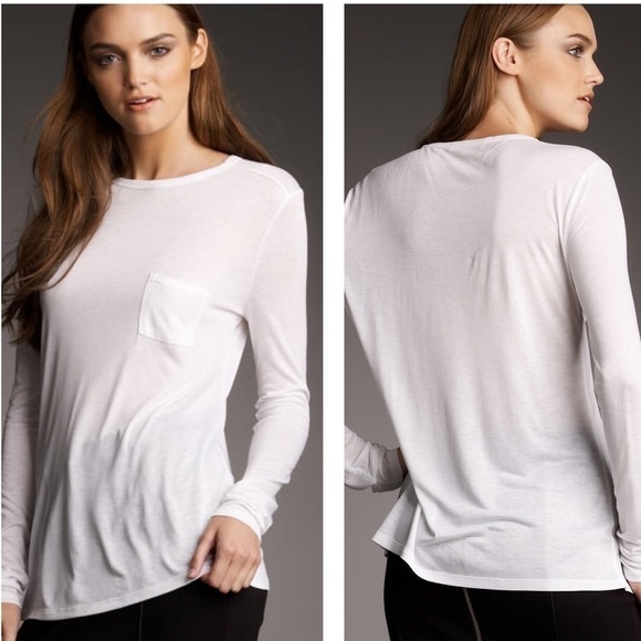 T by Alexander Wang Long Sleeve Pocket T-Shirt White L - Picture 3 of 9